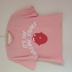 The Rolling Stones pink crop top concert tee sz Medium